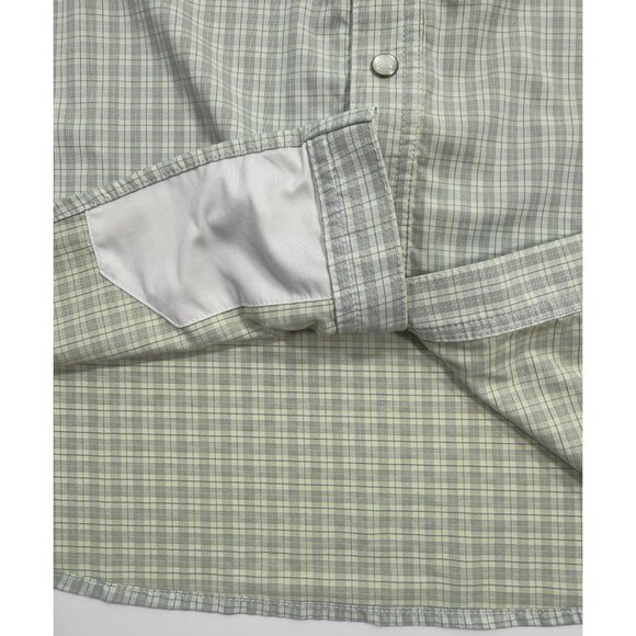 Poncho Mens Western Shirt Pearl Snap Size XL Reg Fit Light Green Fishing Outdoor - Picture 8 of 14